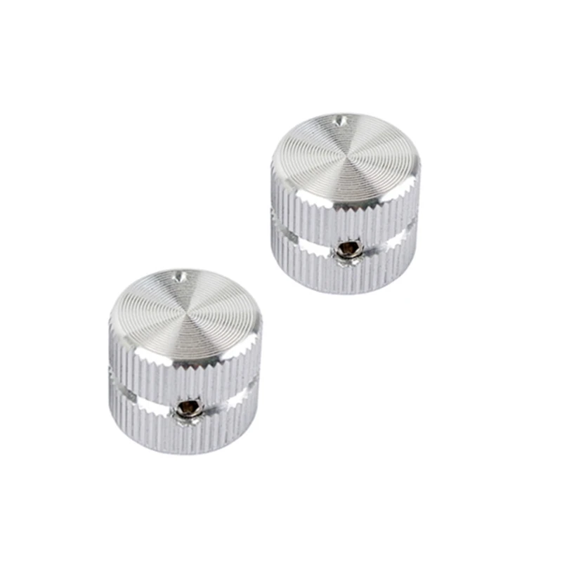 

2Pcs Guitar Dome Tone Knobs Metal Silver Volume Control Screw Type for Electric Guitar Bass Parts Accessories E56D