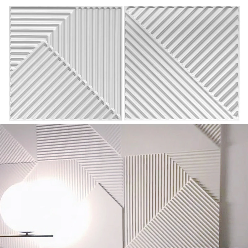 3D Wallboard 3D Tile Sticker 12pcs 30cm Decorative 3D Wall Panel wave Diamond Design Not self-adhesive plastic tiles 3D wall sticker room Bathroom wall paper