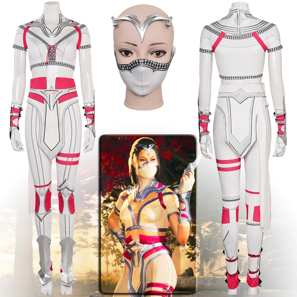 

Game Mortal Kombat 2 Costume Tower Kitana Cosplay Costume Mask Disguise Adult Women Female Roleplay Fantasia Halloween Outfits