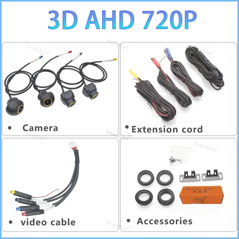 360 Car panoramic view Camera 3D Super HD AHD1080P/720P Night Vision 360 Accessories for Android Radio multimedia Golden fisheye