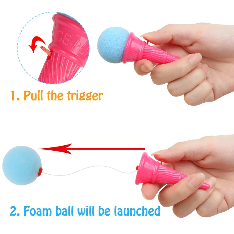 10/20Pcs Mini Ice Cream Shooters Colorful Sponge Ball Launchers Toy for Kids Birthday Party Favors Pinata Goodie Bag Filler Gift