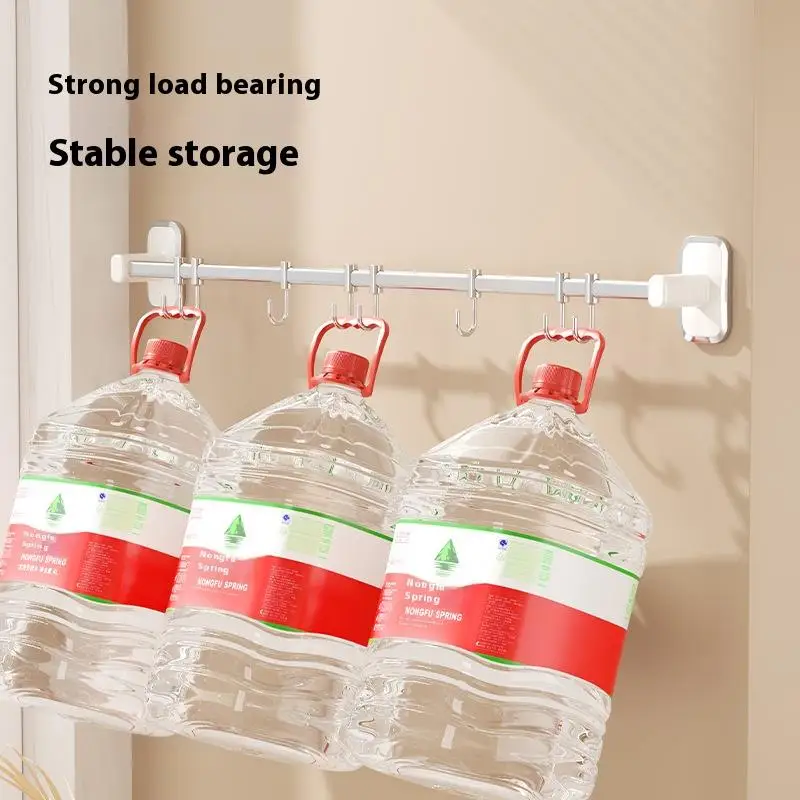 Kitchen hooks punch-free stainless steel wall-mounted kitchen utensil storage rack with removable suction cup hooks