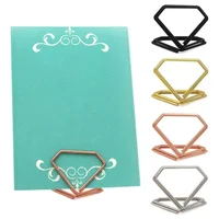 20/10/5pcs Diamond Shape Metal Memo Holder Table Placecard Holder Photo Clip Card Stand Wedding Table Number Holder Stands 3