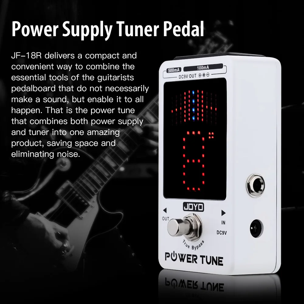 JF-18R POWER TUNE Tuner Pedal Power Supply & Guitar Tuner 2 in 1 Low Noise 8-Cha
