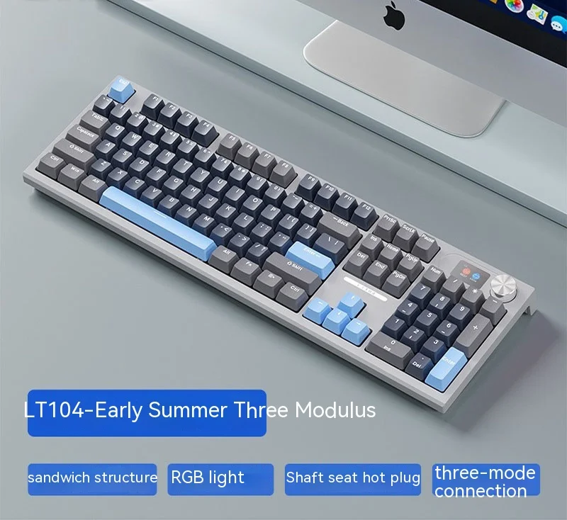 

New LT104 keyboard customized Bluetooth the third mock examination wireless mechanical keyboard full key hot plug wired display