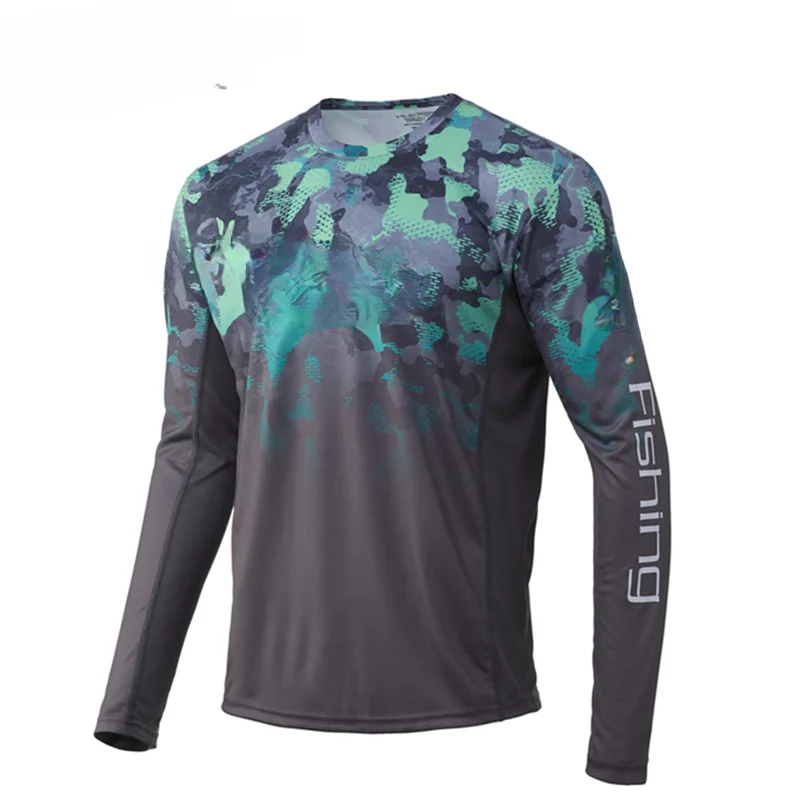Fishing Shirt Summer Long Sleeve Clothes Fish Gear Green Sportswear Outdoor Jersey Jacket UPF 50