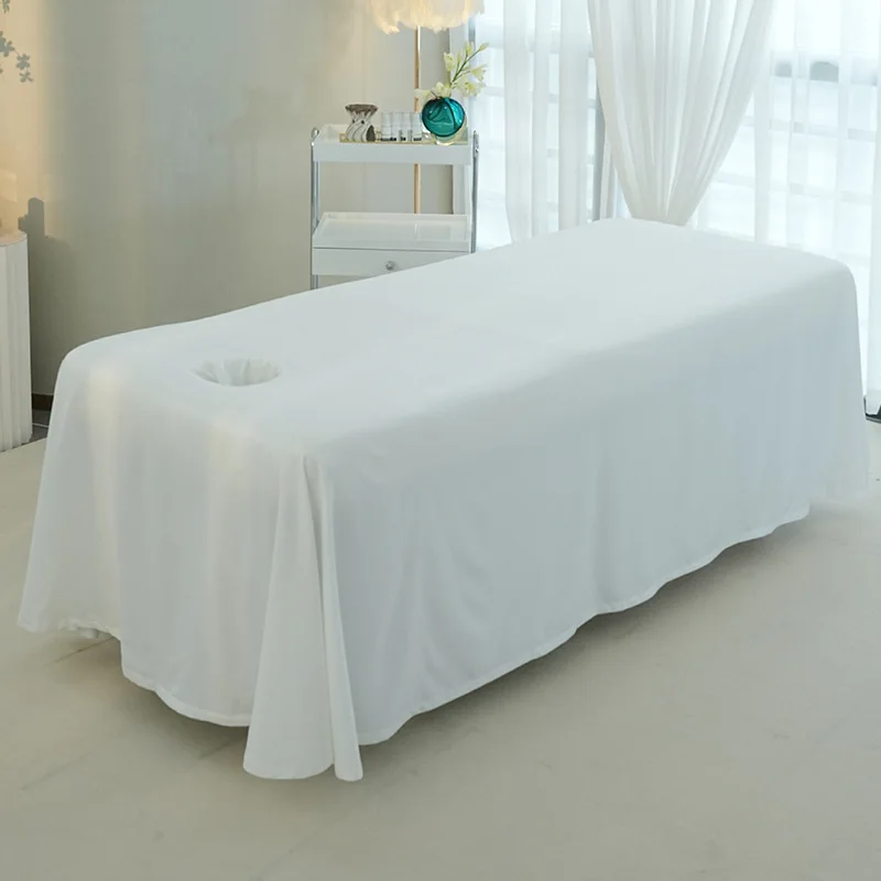 Spa Massage Mattress Cover One-Piece Hole Design Thin Polyester Bedding All Season Solid Color Beauty Salon