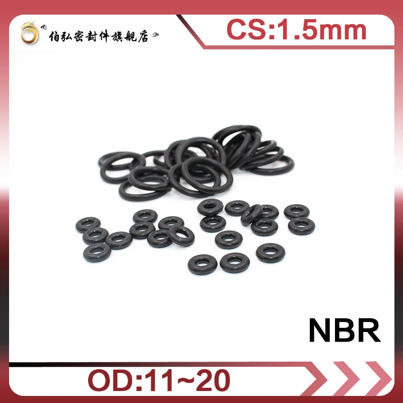 

50PCS/lot Nitrile Rubber O-Ring Black NBR Sealing CS1.5mm OD11/11.5/12/12.5/13/13.5/14/14.5/15/16/17/18/19/20mm Seal Gasket Ring