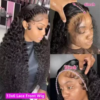 Perruque frontale Deep Wave transparente 13x4 13x6 HD en dentelle, perruques frontales en cheveux humains bouclés pour femmes, 40 pouces 2