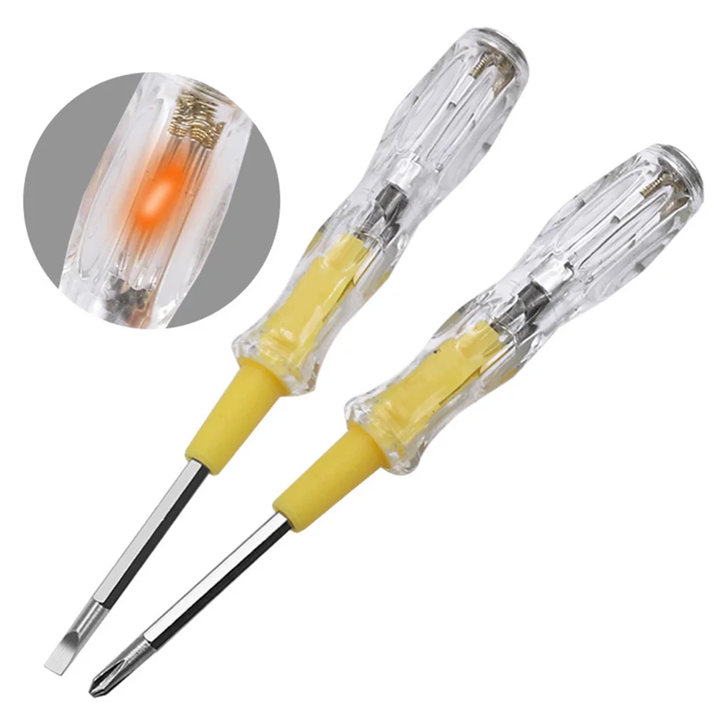 AC100-500V Electrical Voltage Tester Pen SLOTTED Phillips Double-Headed Removable Screwdriver Circuit Tester Lamp Indicator Tool
