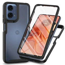360° Full Protection Shockproof Dual - Layer Phone Case with Screen Protector for Motorola Moto G35 (Black)