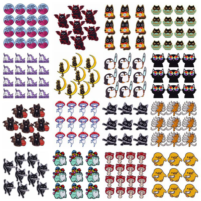 

Prajna 10PCS Cartoon Iron On Patches Animal Embroidery Patch On Kids Clothes DIY Stripe Cat Patches For Clothing Applique Badges