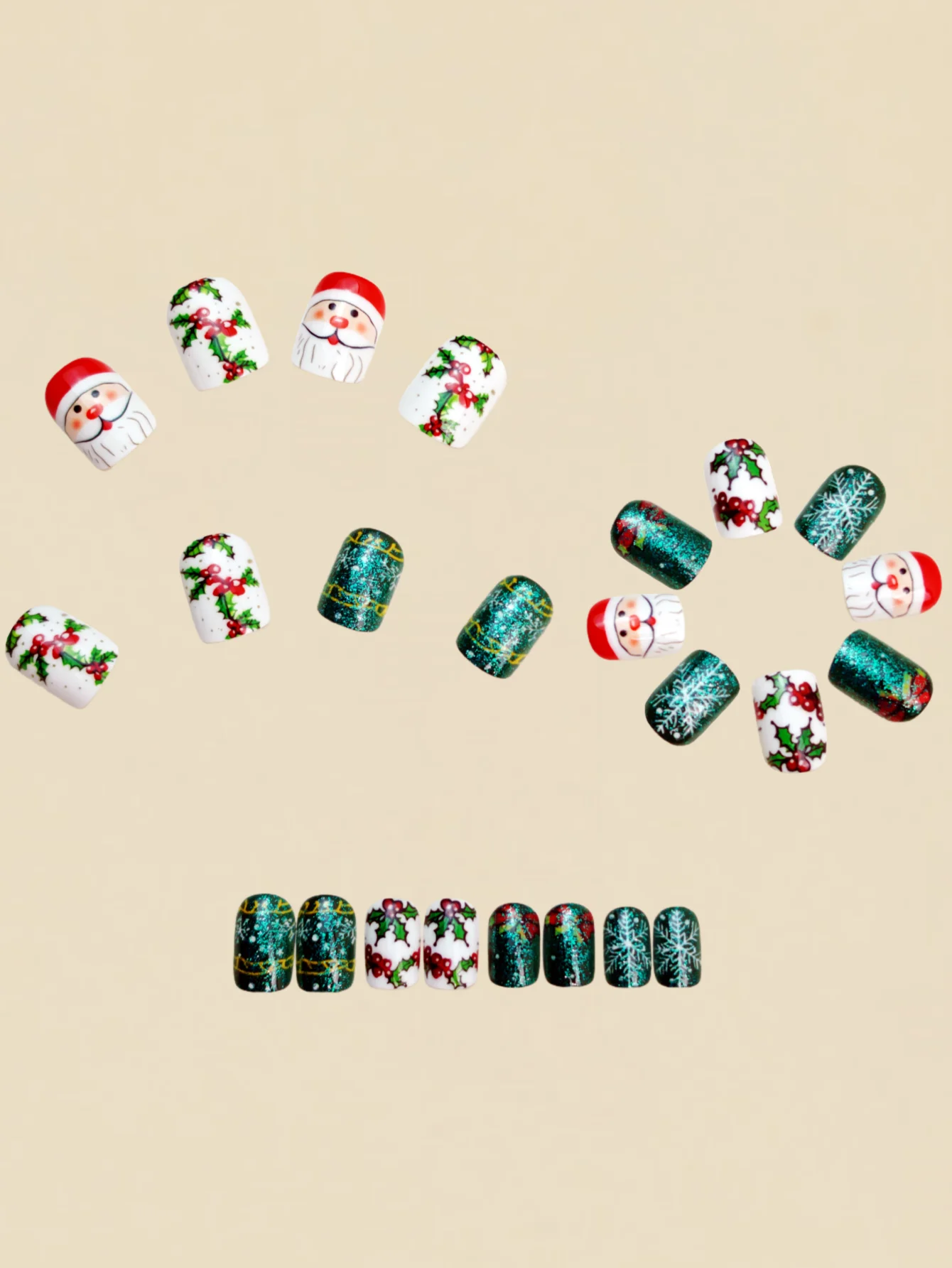 Christmas nail patches, Christmas tree pattern nail art 4