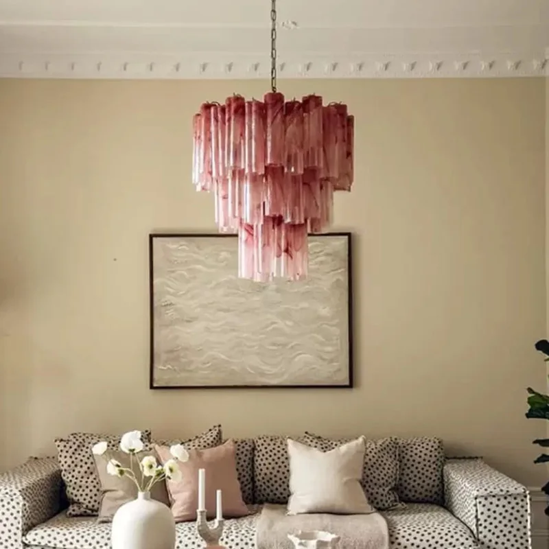 2025ceilingMuranoglasschandelier,dimmable,forhomedecorationinlivingroom,LED,stainlesssteellustre
