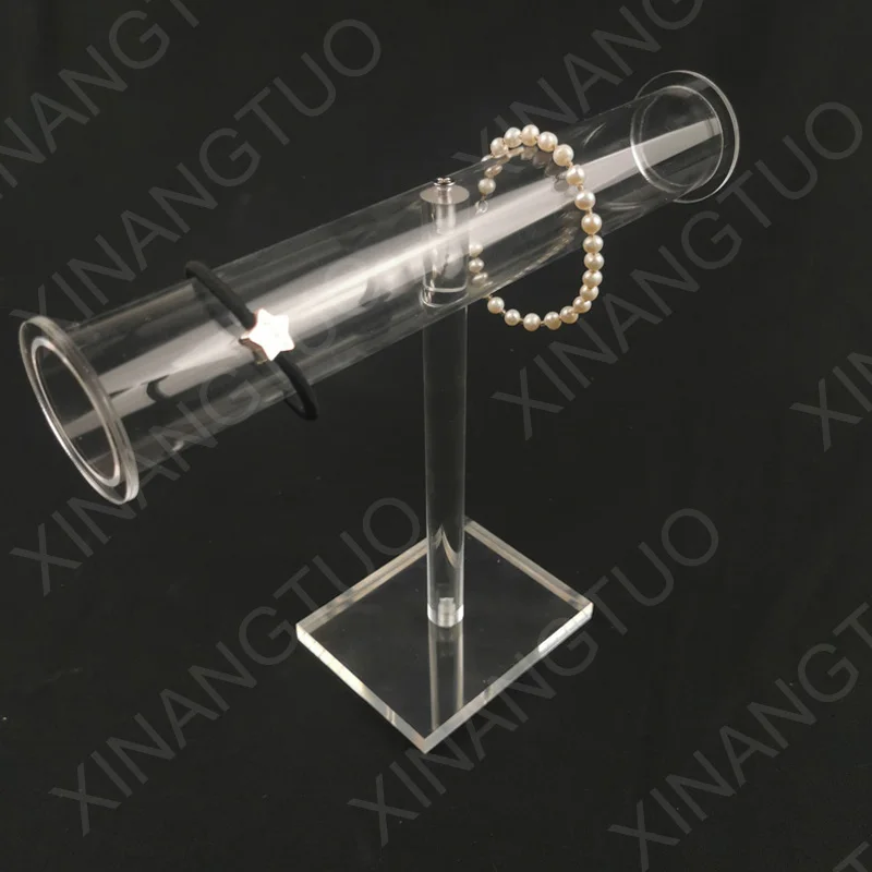 

Acrylic Removable Bracelet Display Holder Stand 1 Tier Jewelry Rack Watch Headdress Flower Organizer T Bar I-Shaped Shelf Case