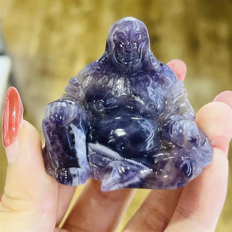 5CM Natural Amethyst Buddha Carving Polished Reiki Healing High Quality Room Decor Energy Gifts 1PCS 6