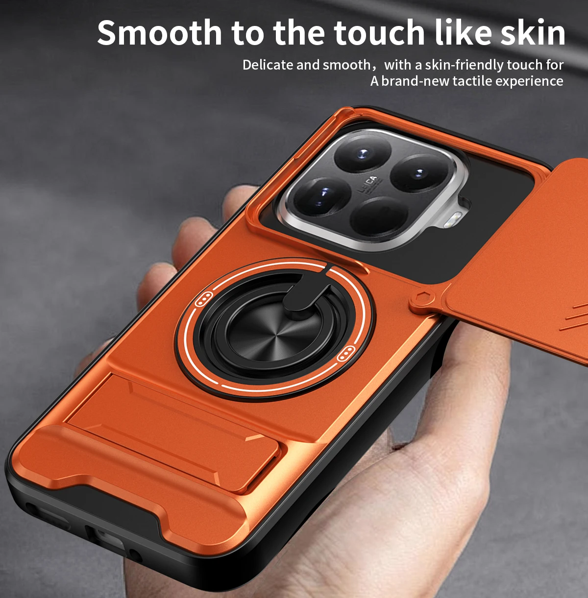 Lens Slide Cover For Xiaomi 15T Pro Redmi A5 13C Poco M7 Plus C65 C71 X5 Pro Ring Stand Built-in Magnetic Car Mount Case