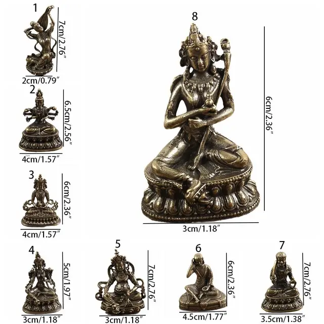 Statue de Bouddha en Cuivre Antique, Décoration de Maison, Salon, Bureau, Rétro, en Laiton, Tara Verte Tibétaine Alberoise 6