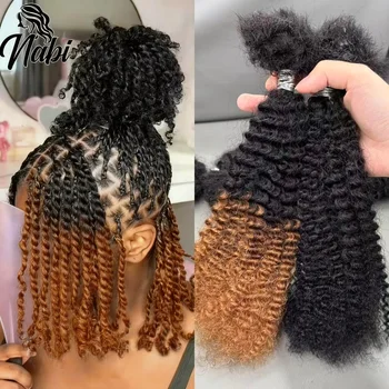 4c kinky hair bundles Twist Braids Afro Kinky Curly Bulk Extension Mini Braids 16Inch Remy Human Hair Bulk No Weft 1