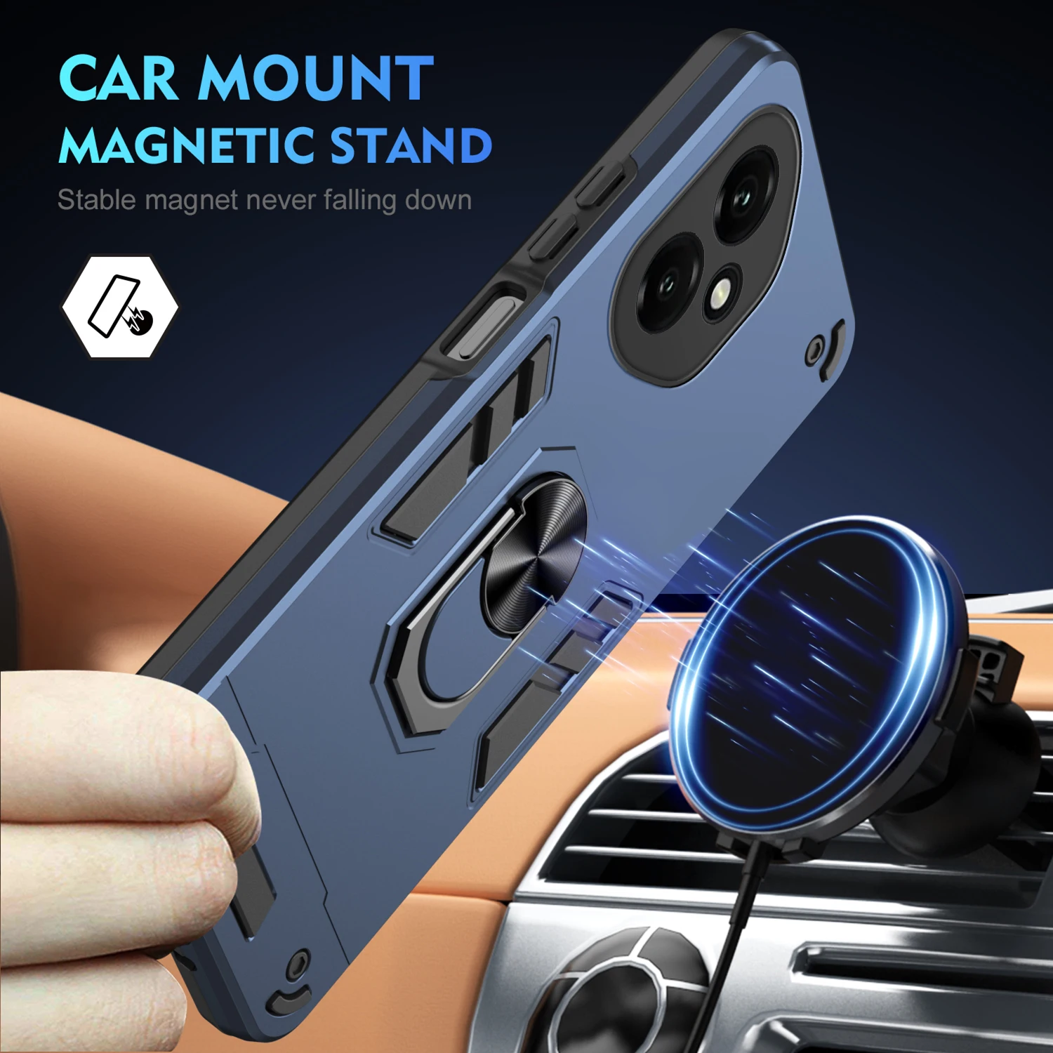 Rugged Military Armor Shockproof Case with Ring Stand Holder