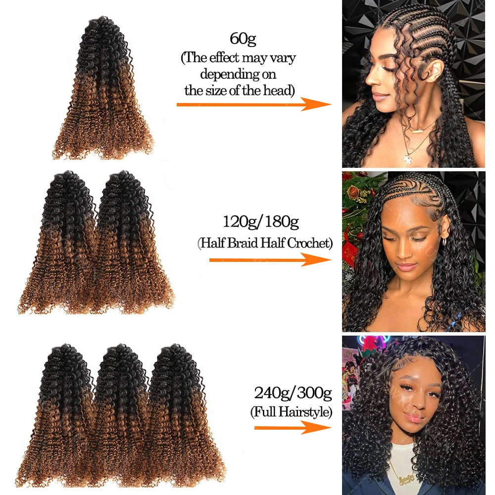 12A Brown With Black Kinky Curly Crochet Human Hair For Bohemian Braids Highlight Golden Brown Small Spirals Curly Crochet Hair 5