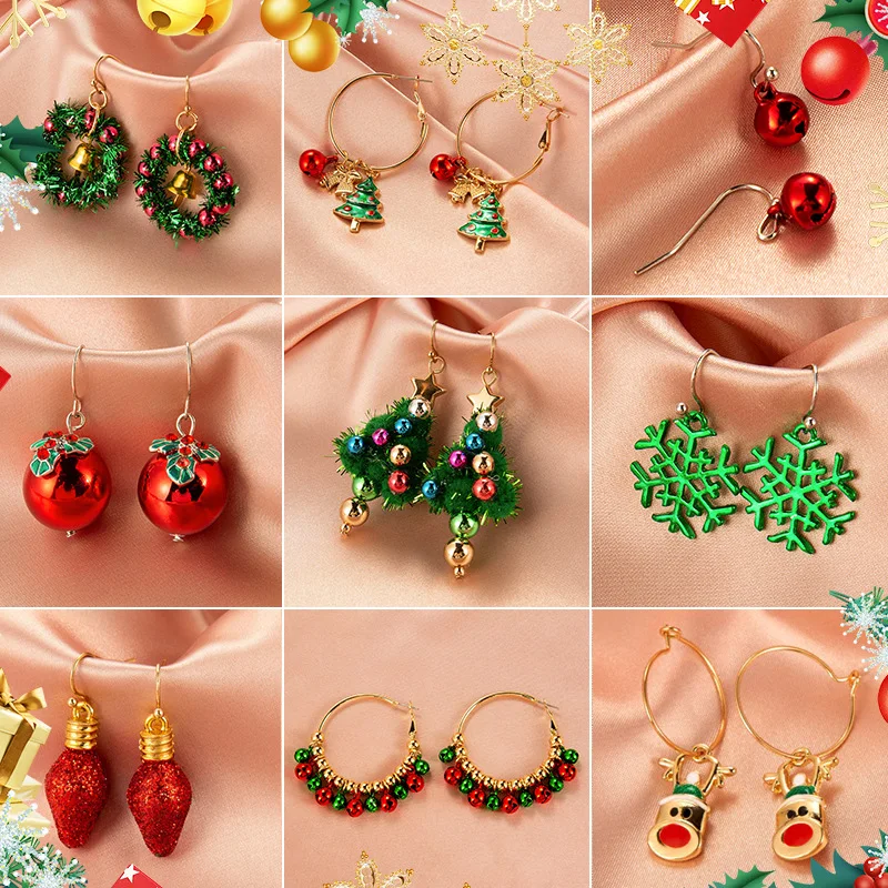 thumbnail image 2 of Nuevos pendientes colgantes con forma de muñeco de nieve y campanas navideñas para mujer y niña, pendientes creativos con forma de alce y copo de nieve, regalo de joyería para fiesta 2021, 2 of 5