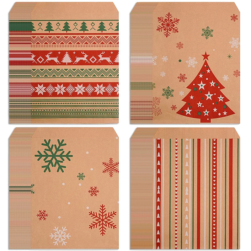 20–100 Stück Kraftpapier-Geschenktüten, Weihnachten, Kekse, Süßigkeiten, Snack, Verpackungsbeutel, 2026, Neujahr, Party, Kinder, Gastgeschenke, Heimdekoration, Zubehör – Detail 1