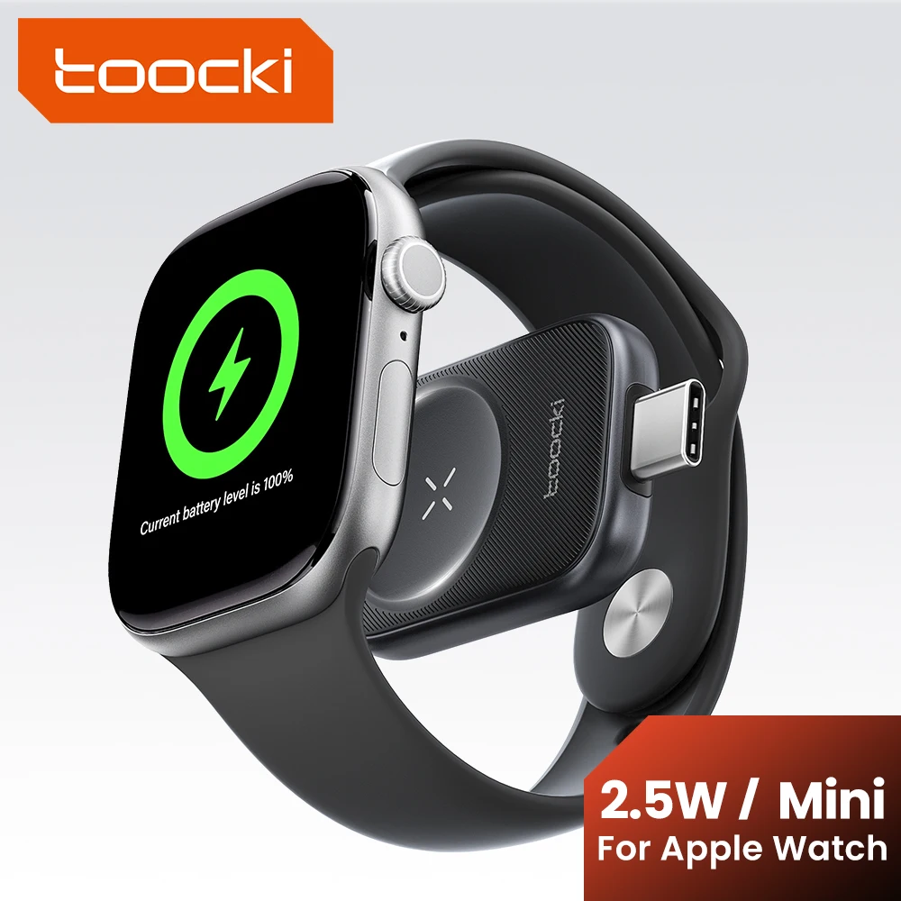 Toocki TW13 Magnetic Wireless Charger for Apple Watch With Type C Port 2.5W Wireless Charger for iWatch S1-S11 SE2 SE3 Ultra 1-3
