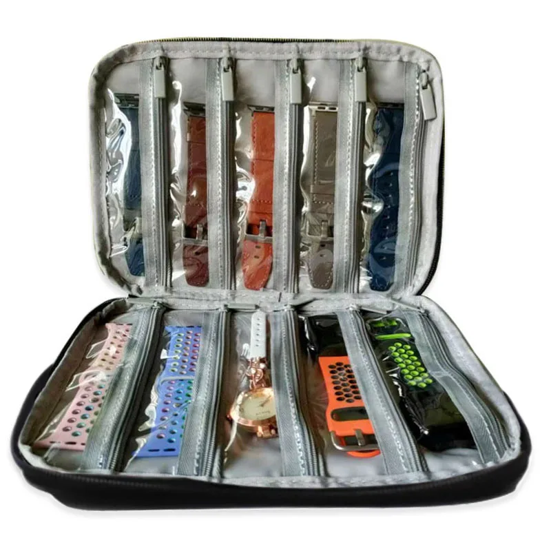 For apple Watch 7 straps pouch Black box Multifunction Watch Band Organizer Storage boxes folder Portable Travel Strap Case Bag