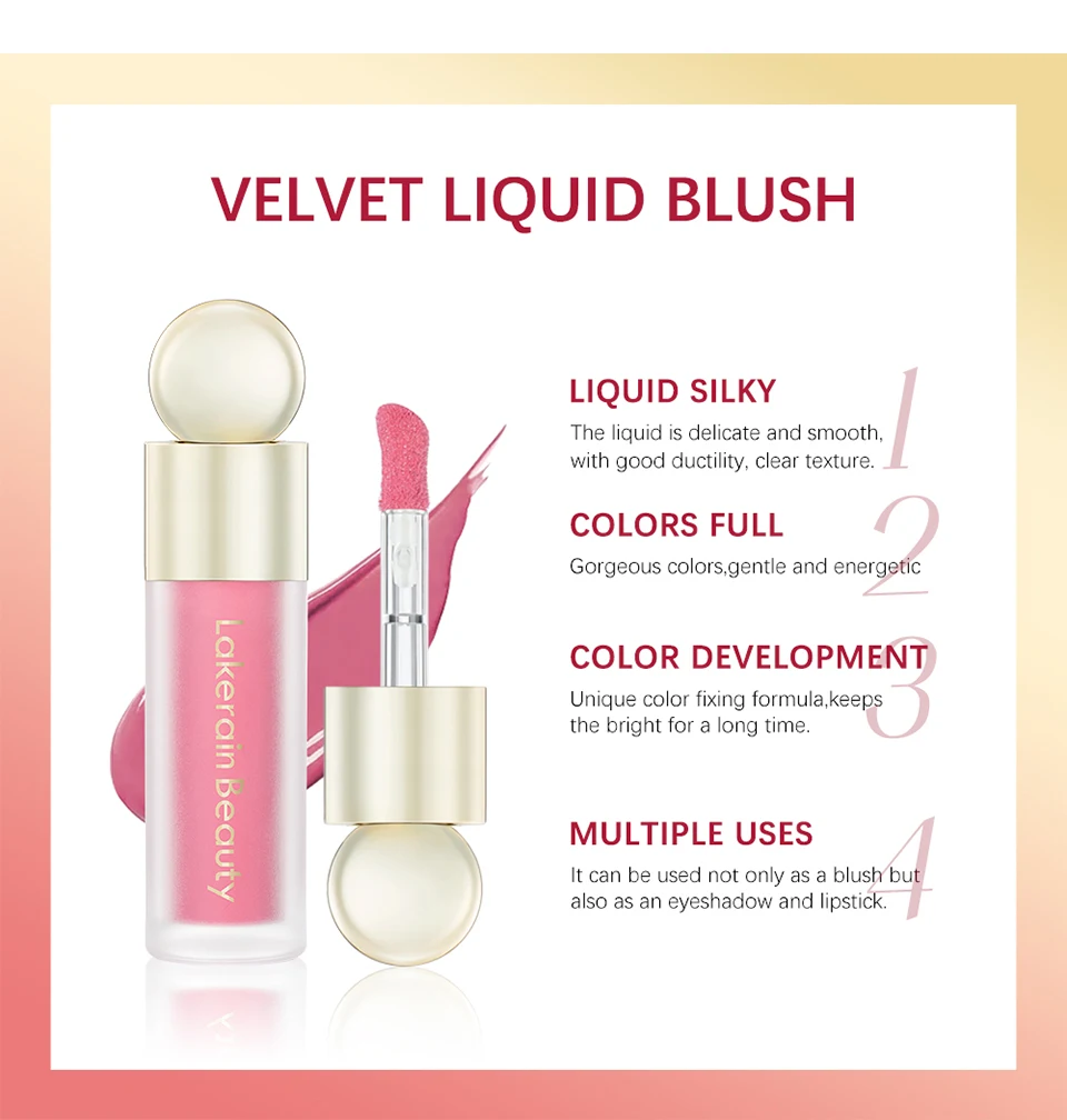Description Picture 6 of itemMatte Liquid Blush 7.5ml Velvet Blusher Orange Peach Face Pigment Lasting Beauty Natural Cheek Tint Cream Waterproof Blush