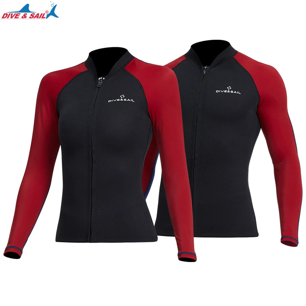 

2023 New 1.5MM Neoprene Diving Top Men's Thermal Split Swimming Jacket Women's Surfing Top Swimming Water Sports Diving Top