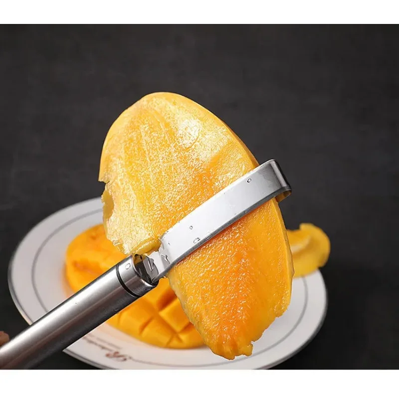 Stainless Steel Mango Core Slicer Multi-Purpose Fruit Peeler for Mango Pineapple Peeling and Slicing Efficient Kitchen Tool