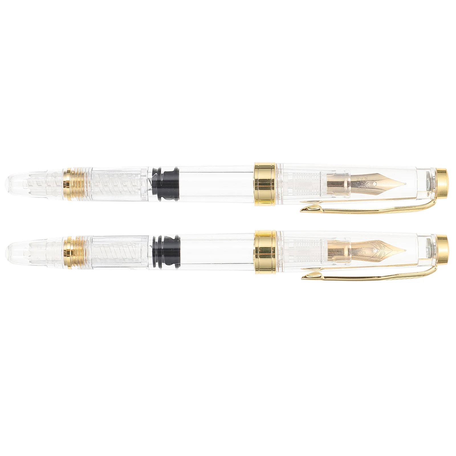 

2 Pcs Pen Luxury Pens Piston Fountain Pocket Clear Signature Japanese School Supplies Students Portable Small