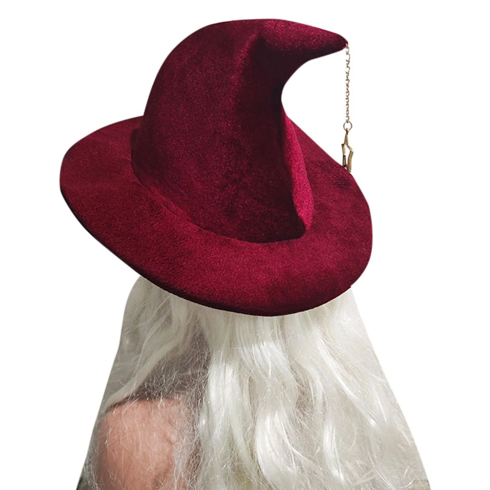Women's Halloween Metal Star Pendant Witch Hat Makeup Stage Party Dress Up Performance Halloween Hat Cosplay Costume Accessory