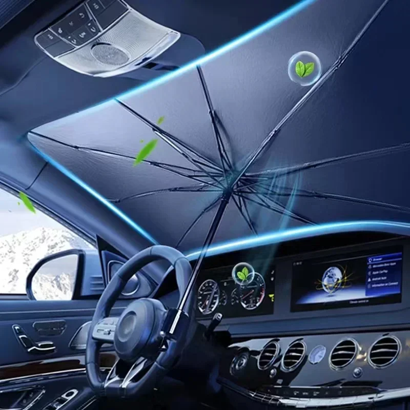 Car Sunshade Umbrella Car Sunshade Retractable Sunscreen Heat Insulation Front Windshield Parasol Car Interior Protection