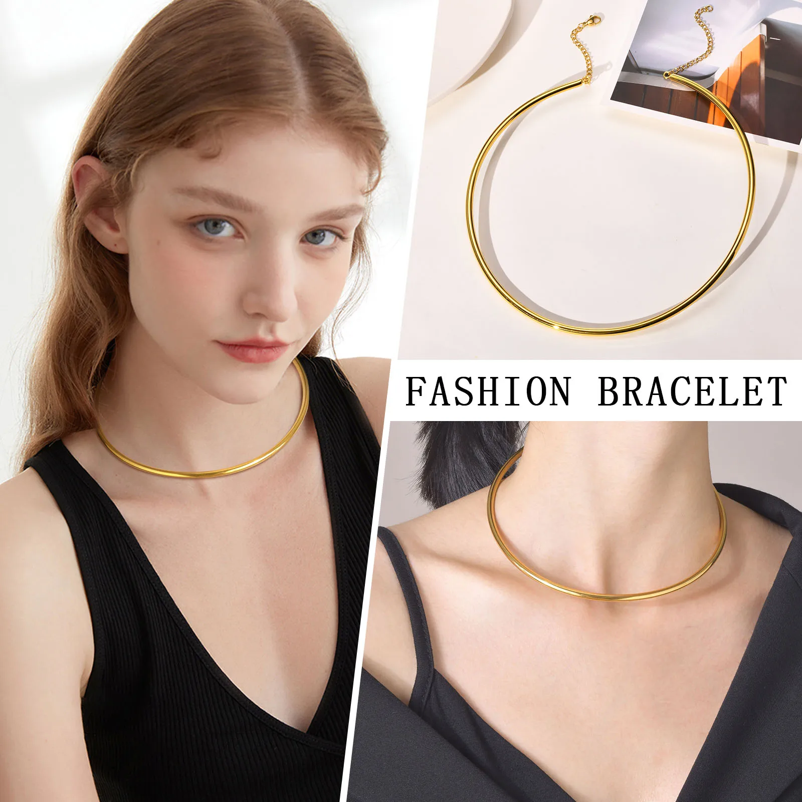 Collana Oro 14K Per Donna - Set Di 3 Collane Strati Con Pendenti CZ - Foto 5