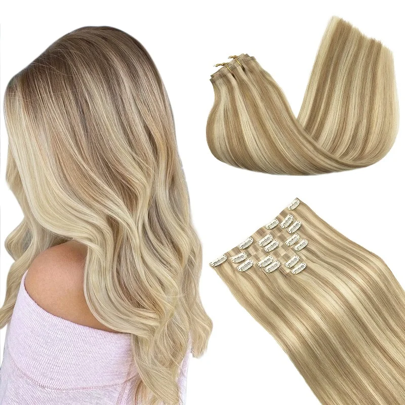 Clip In Hair Extensions 100% Real Remy Human Hair One Piece 3/4 Full