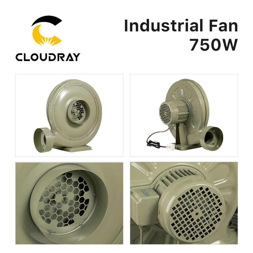 Cloudray CO2 레이저 조각 절단기용 원심 배기 팬, 중압 저소음 송풍기, 220V, 750W