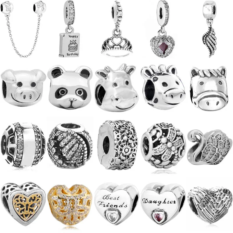 

2015 Autumn Collection Feathers Swan Panda Pig Horse Friendship Bead 925 Sterling Silver Charm Fit Popular Bracelet DIY Jewelry