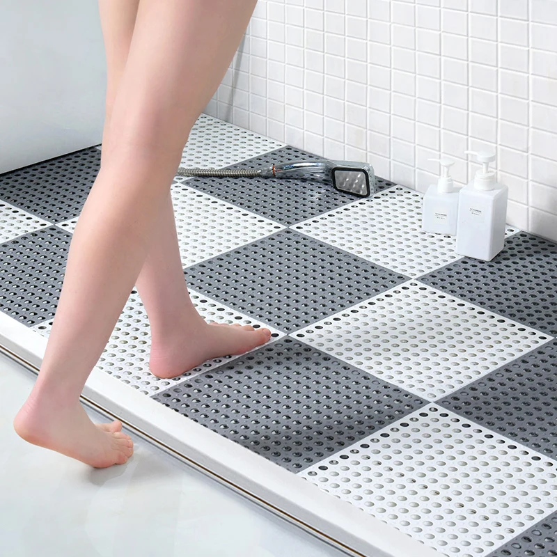 24PCS Kitchen Bathroom Anti-slip Mat Waterproof Floor Mat Bathroom Patchwork Hollow Bath Anti-fall Foot Bath Drainage Carpet floor mat