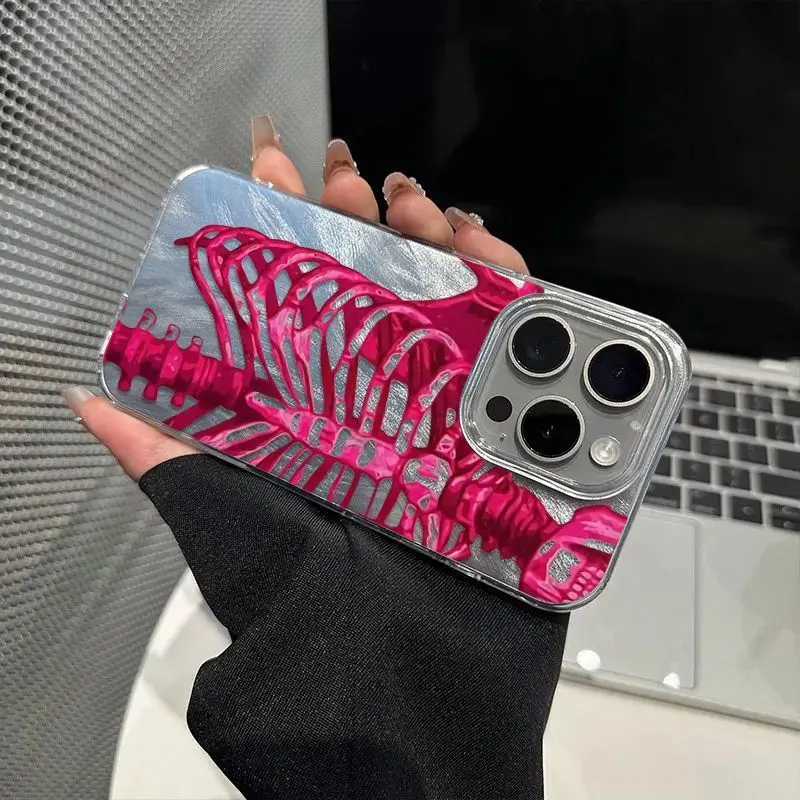 Luxury Pink Purple Skull Texture Phone Case - Premium Artistic Design Back Cover