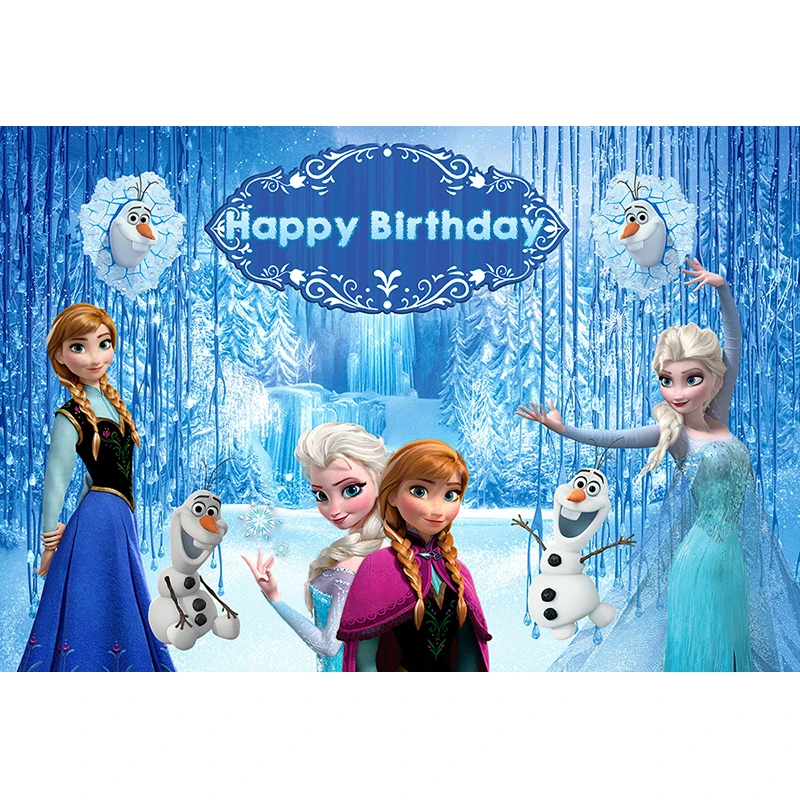 Frozen Theme Princess Elsa Anna Girls Birthday Party Backdrop Ice Winter Photography Backgrounds For Photo Studio Custom