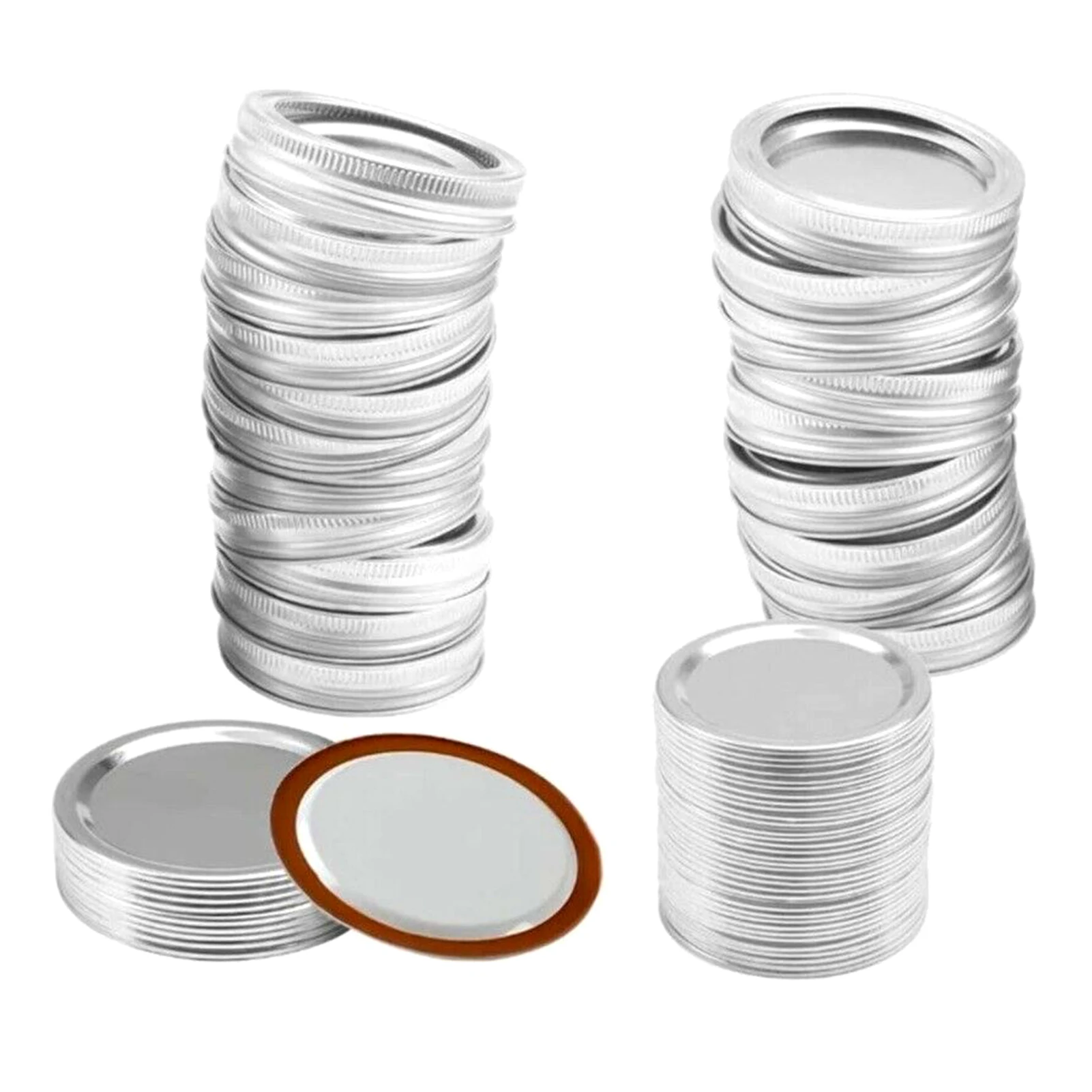 

48PCS Canning Lids and Bands for Regular Mouth 70mm Jar Rings Split Type Leak Proof Metal Mason Jar Lids