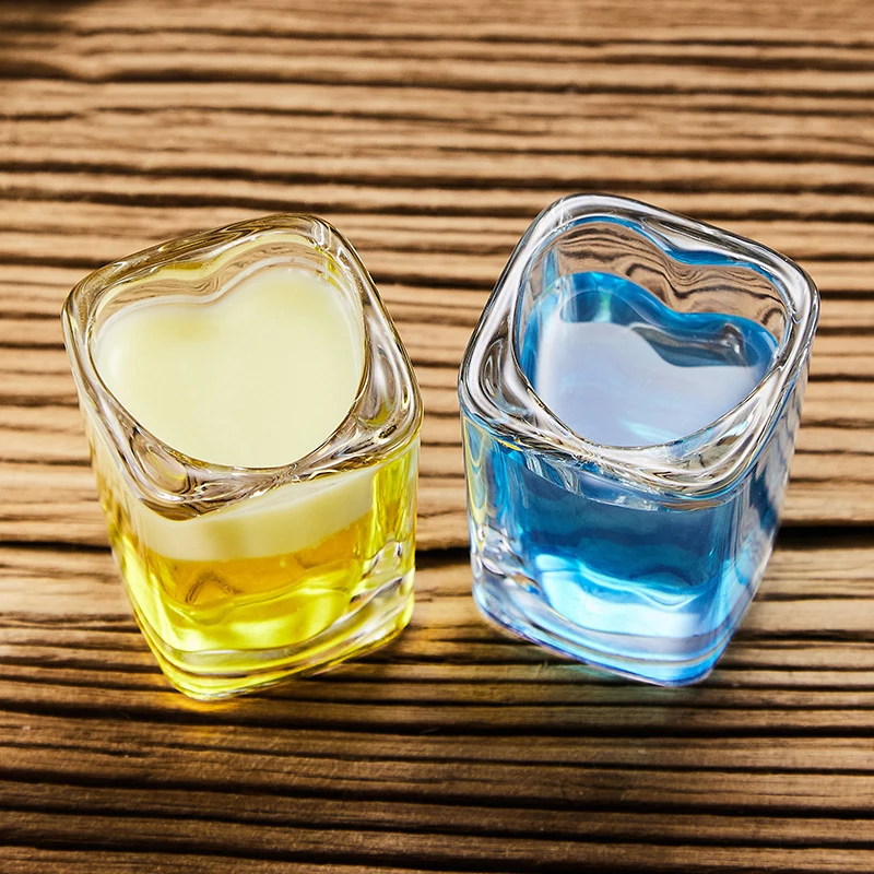 Heart-shaped Clear Shot Glass Cup Barware Beer Cups Tumbler Drinkware Glasses for Whiskey Vodka 45ML