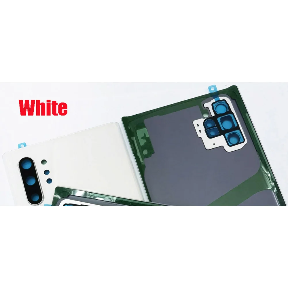 OEM 유리 후면 커버 케이스 SAM-Note 10 Plus NOTE10PLUS N10+ N10P 후면 커버 유리 하우징 베젤 카메라 렌즈 및 접착제 포함