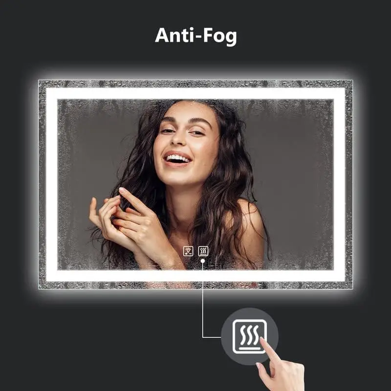 48 x 36 Inches LED Bathroom Mirror with Front  ,Anti-Fog,3 Colors and Dimmable Light 4