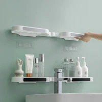 Bathroom Shelves Punch-free Revolving Rack Wall-mounted Corner Shelf Shower Storage Holder Kitchen Wall Storage Rack Organizer 2