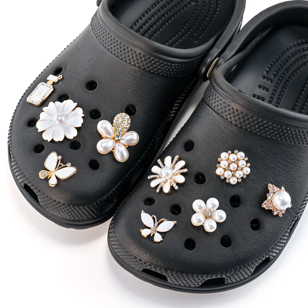 1 Stück rosa Schmetterling Herz Luxus Schuh Charms Tasche Krone Schleife Bling Metall Schuh Dekoration für Frauen Fuchs Edelstein Clog Pin für Mädchen Kinder – Detail 31