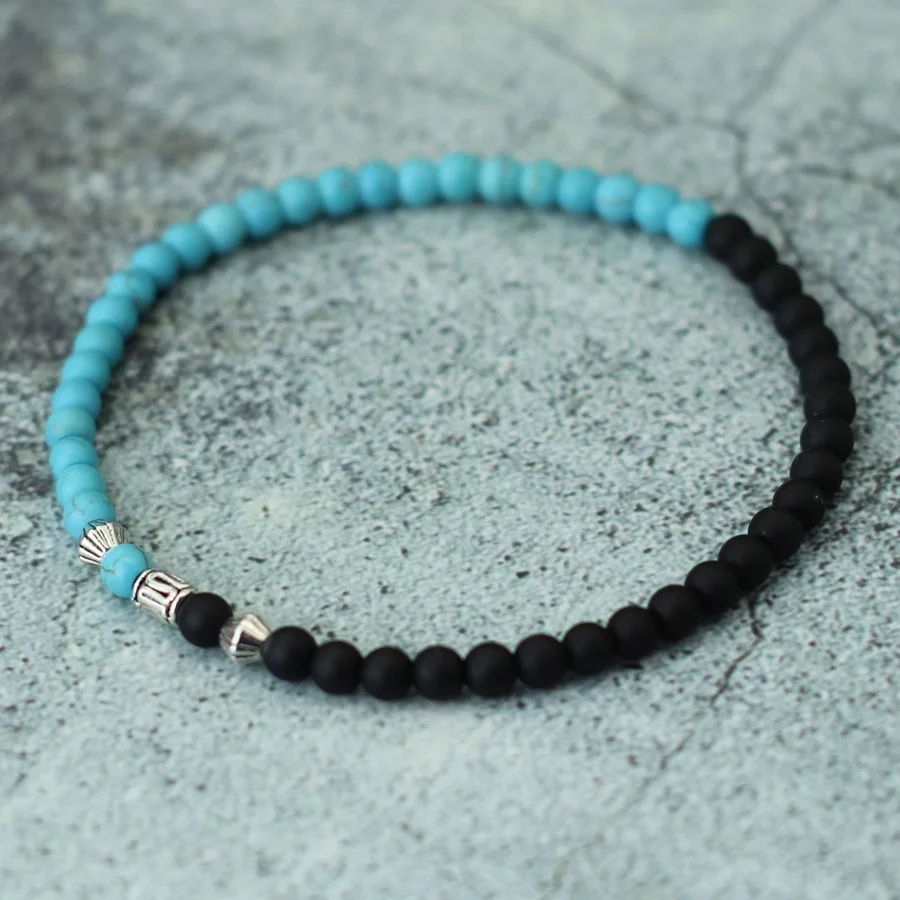 Silver Color Viking Beads Bracelet with Natural Howlite Stone