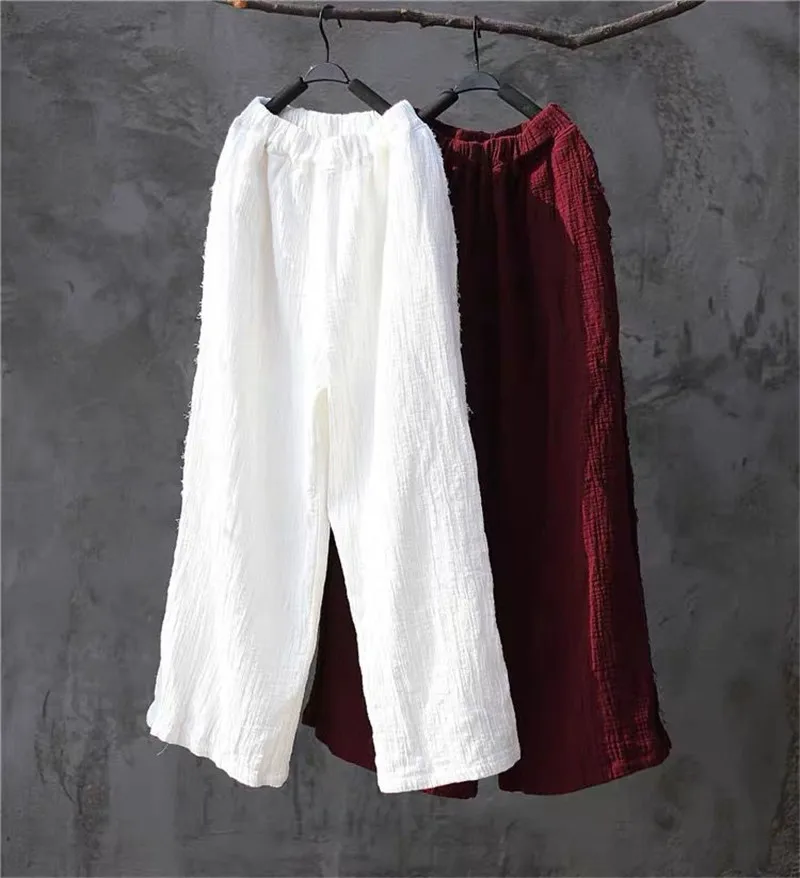 Women Casual Wide Leg Pants Summer Harajuku Style Cotton Linen Trousers Vintage Autunm pants pantalones de mujer y2k clothes